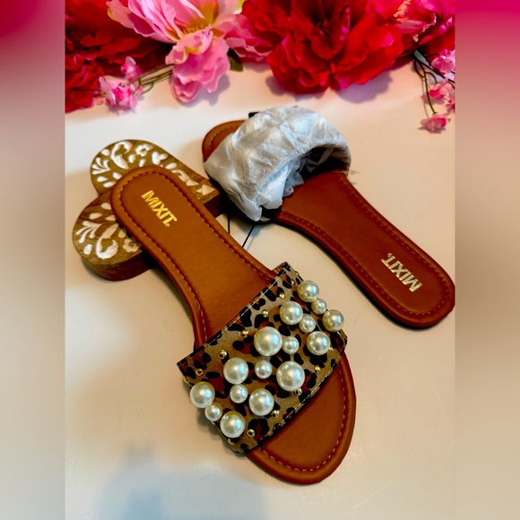 MIXIT Shoes - Mixit Brown and White Sandals with Rhinestone Elegance